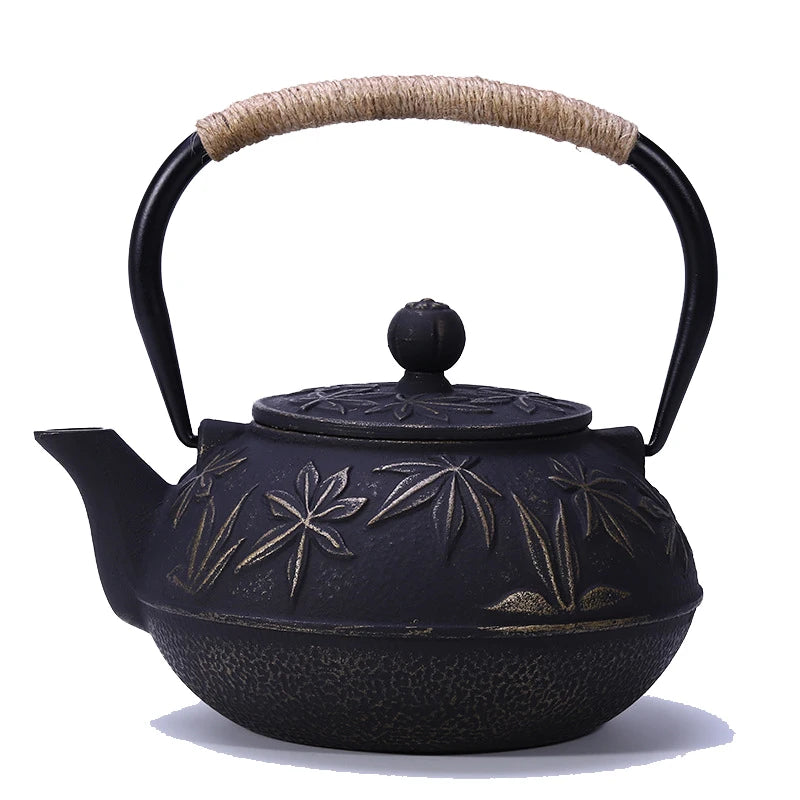 Théière en fonte style japonais fleur dorées - 900ML Ma Théière